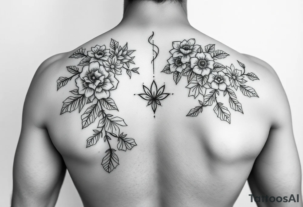 Female full back tattoo garden of eden tattoo idea