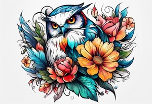animal , flower tattoo idea