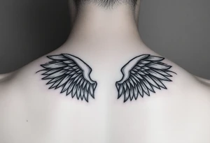 Small minimalist upright angel wings tattoo idea