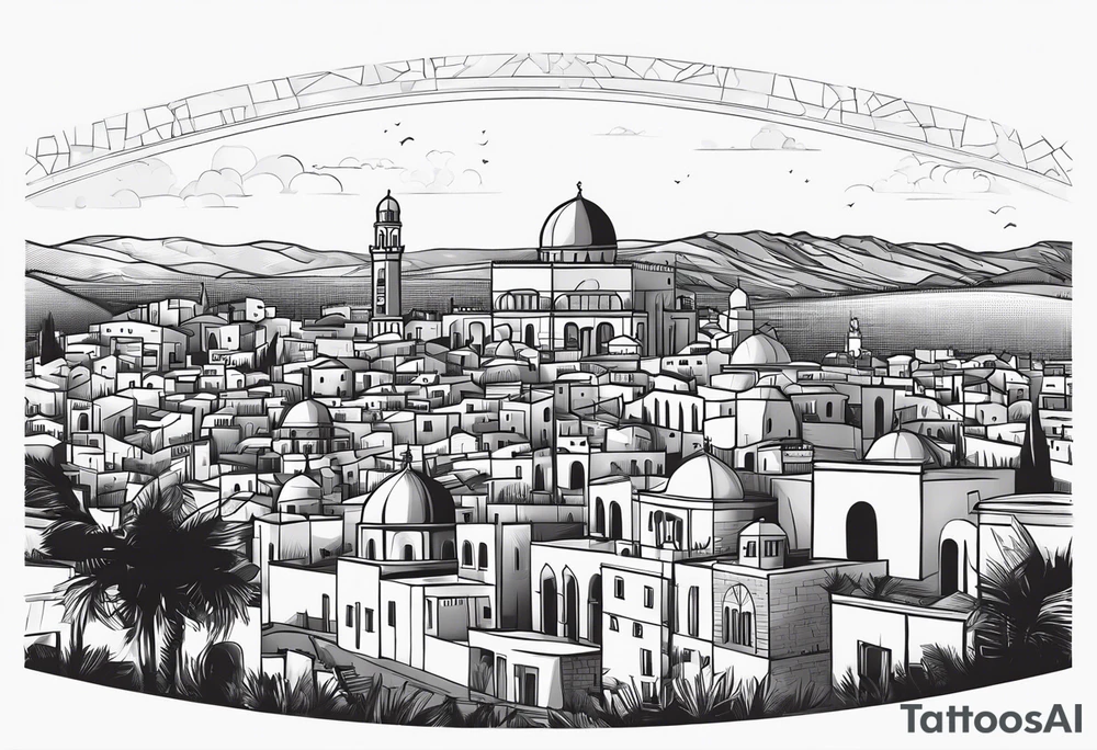 israel city vector circle
 vignette tattoo idea