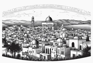 israel city vector circle
 vignette tattoo idea