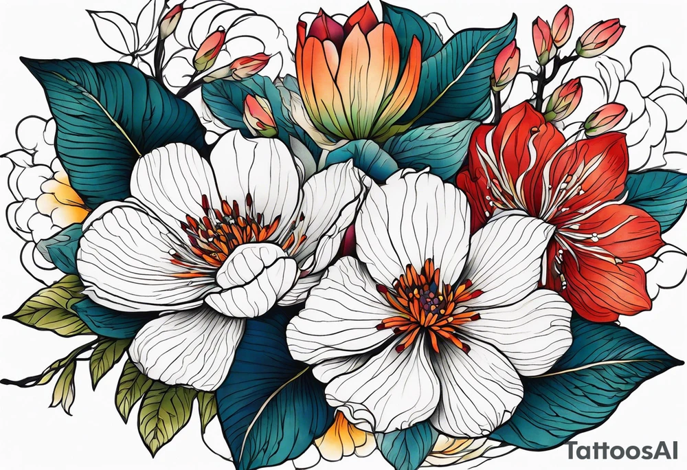 Summer floral tattoo idea