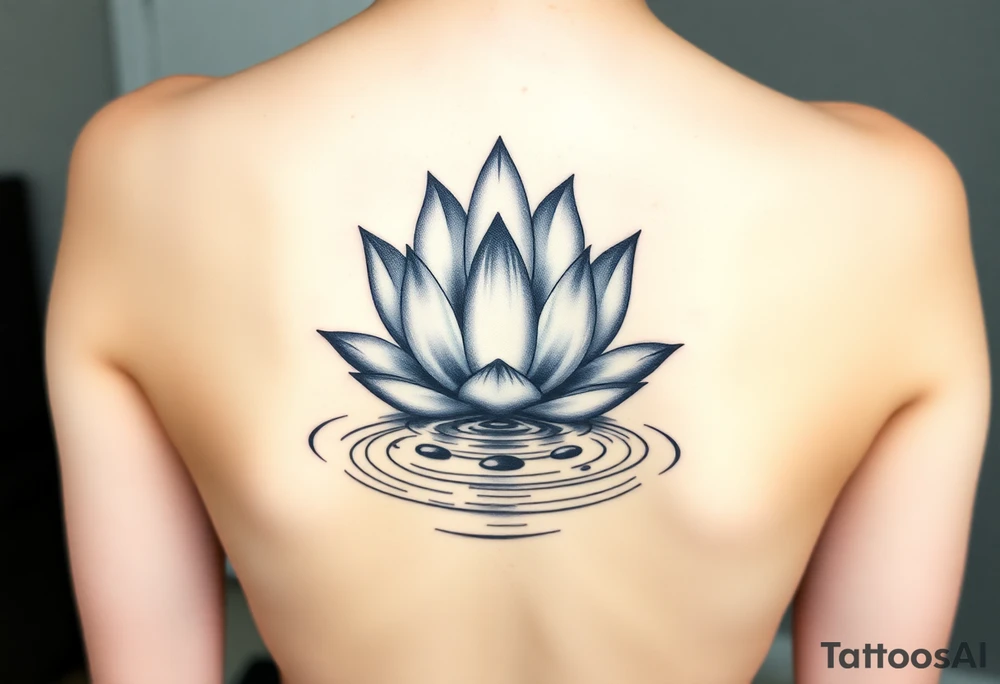 serene lotus flower emerging from sacred waters with ripples tattoo idea