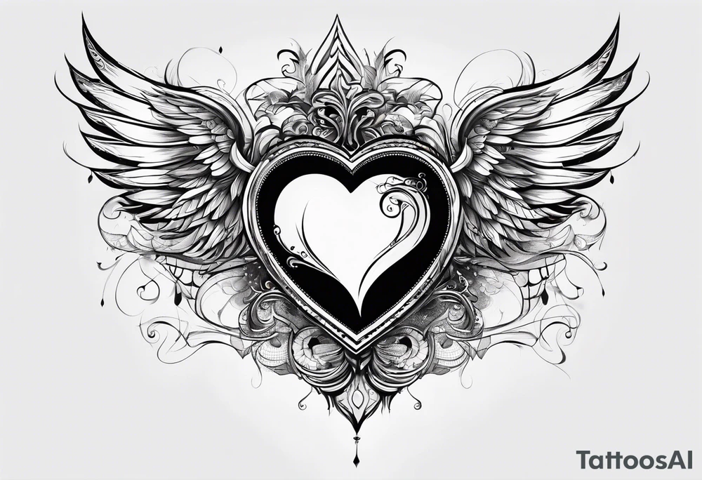 A heart in the form of the number 22 with wings tattoo idea