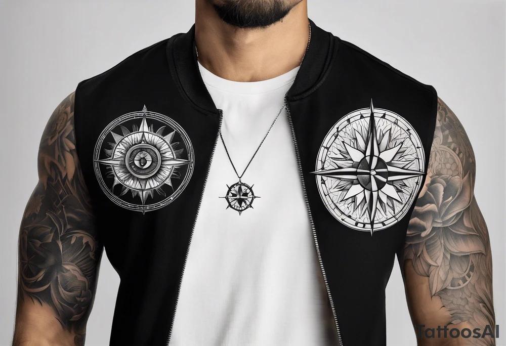 kompass mit L un C tattoo idea