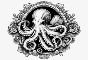 Octopus, pocket watch,seashells tattoo idea