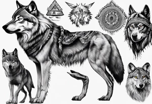 Indian Theme wolf realistic tattoo idea