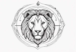A tattoo in delicate style, so gentle. The zodiac sign, Leo. The sketch should include fire, something delicate like that, and the numbers 7 and 8. tattoo idea