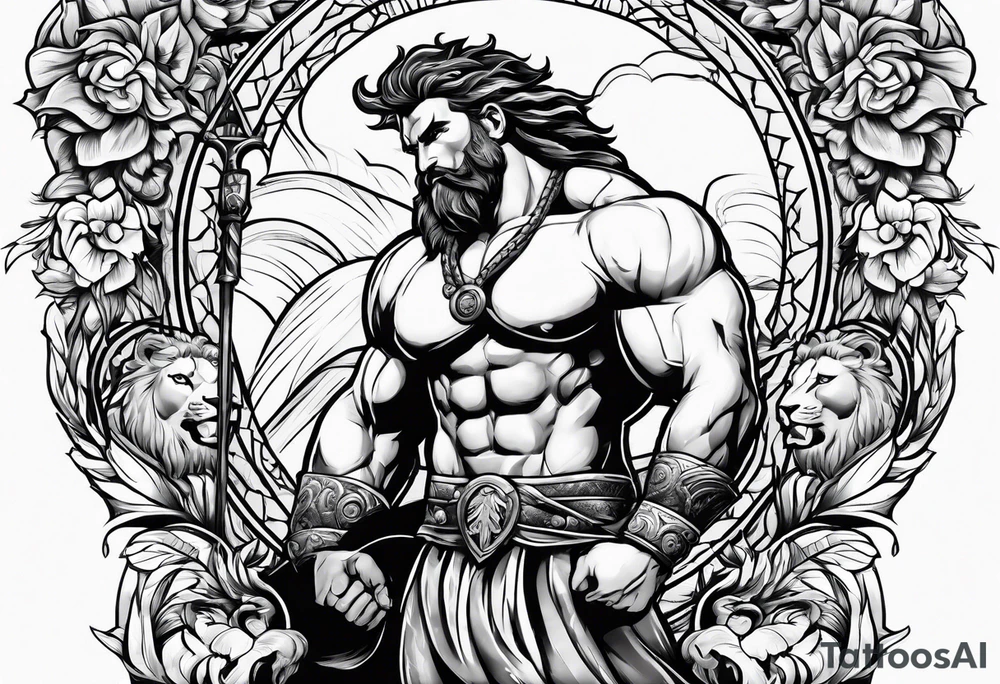 Hercules with a lion head for the bicep tattoo idea