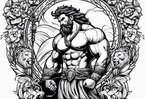 Hercules with a lion head for the bicep tattoo idea