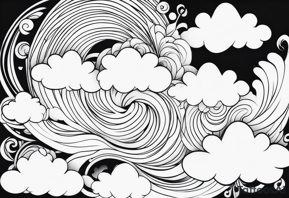 heaven clouds swirl vignette tattoo idea