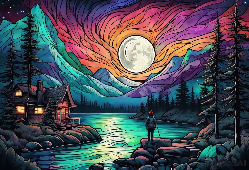 Northern lights with pennywise tattoo idea