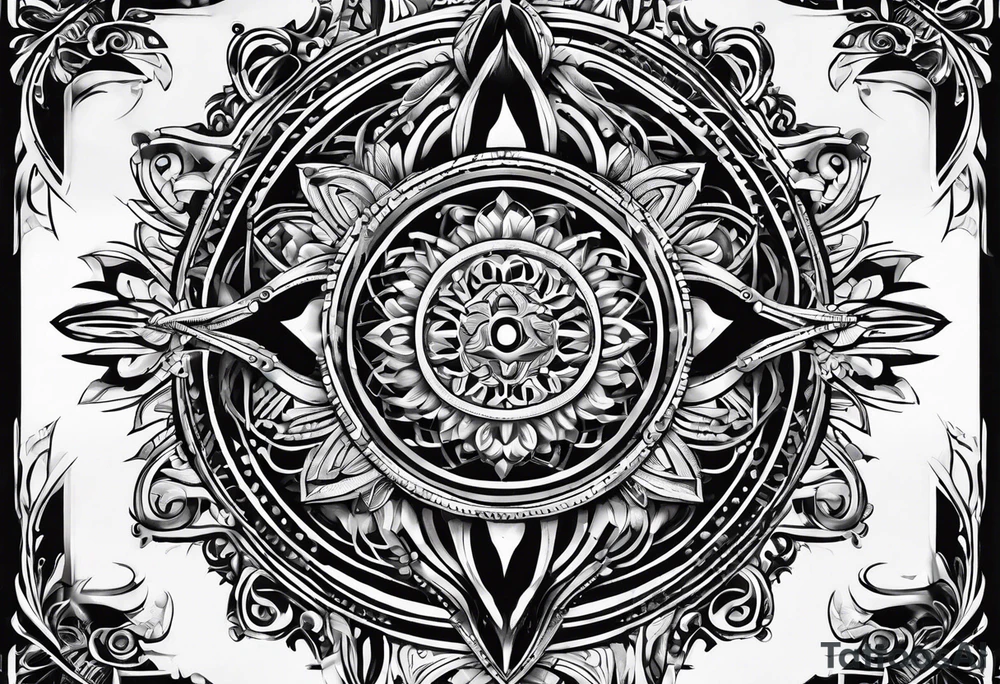 narrow rectangle strip made of quantum atoms tattoo idea