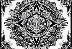 narrow rectangle strip made of quantum atoms tattoo idea
