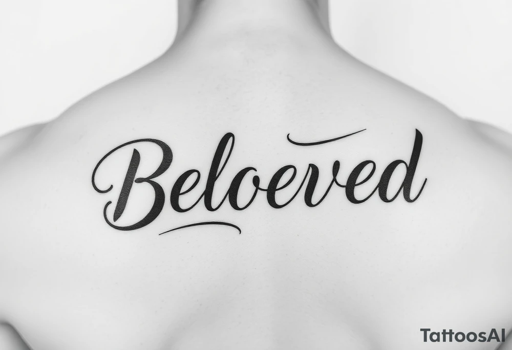 make me an image the word “Beloved” in various cursive fonts tattoo idea