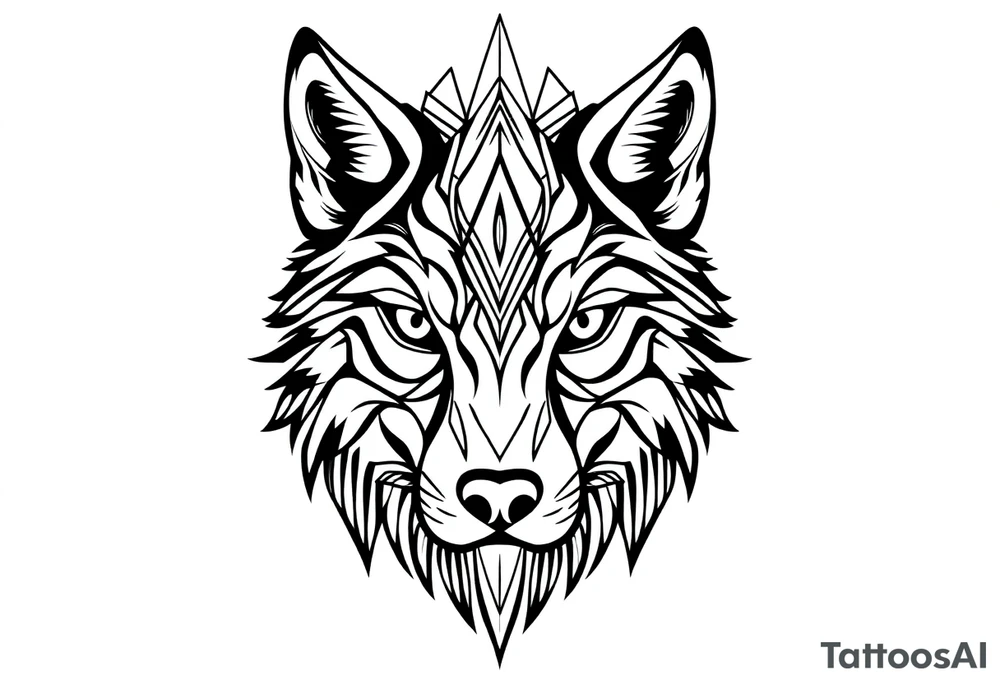 Geometric wolf Face tattoo idea
