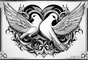 Two doves with the dates 11/05/2009 and 12/08/2024 tattoo idea