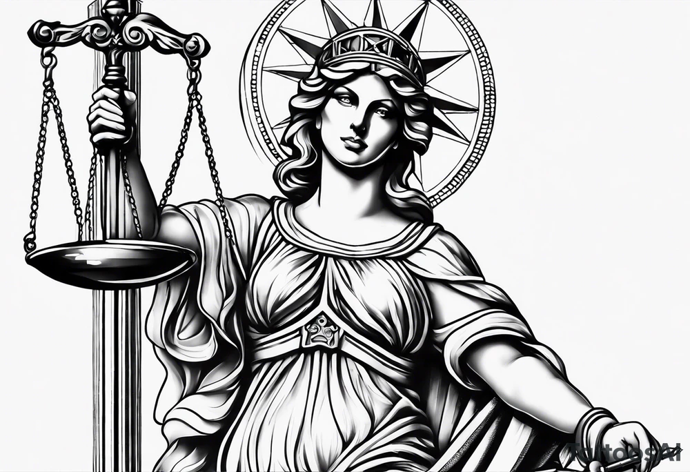Lady justice forearm tattoo tattoo idea