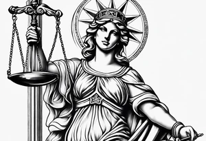 Lady justice forearm tattoo tattoo idea