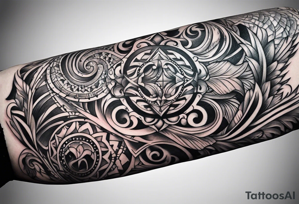 Tribal whole arm tattoo idea