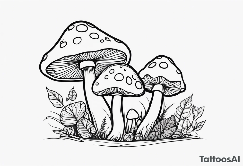 Fairy tale mushrooms tattoo idea