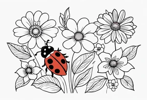 Lady bugs and flowers tattoo idea
