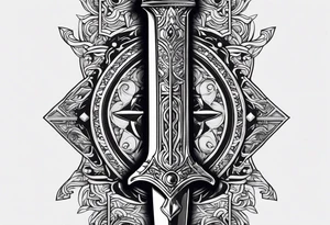 Sword with 🕉️ symbol tattoo idea