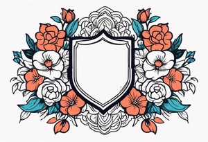 shield

old school vintage simple traditional design with vintage flowers surrounding
bold color simple tattoo idea