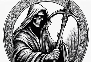 grim reaper cemetery tattoo idea