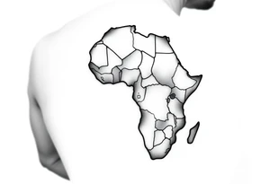 create a shoulder tattoo. I want a map of africa with south sudan outlined tattoo idea