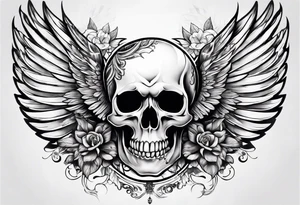 Stomach tattoo full wing and skull tattoo idea