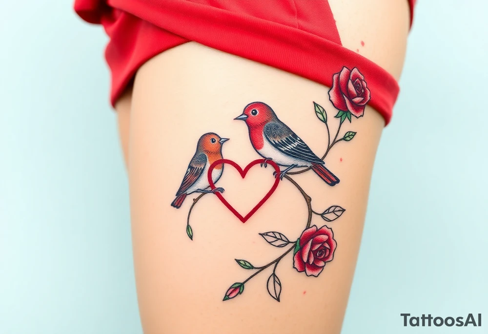 red rose and robin with a infinity heart tattoo idea