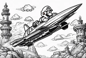 Mario riding missile tattoo idea