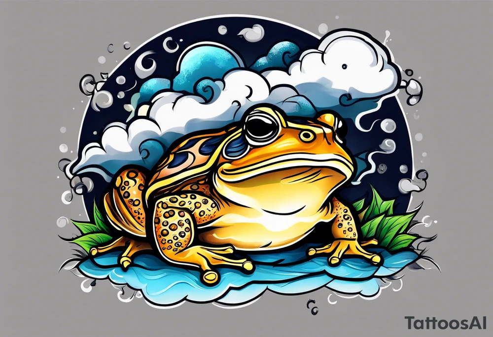 A toad in a thunderstorm tattoo idea