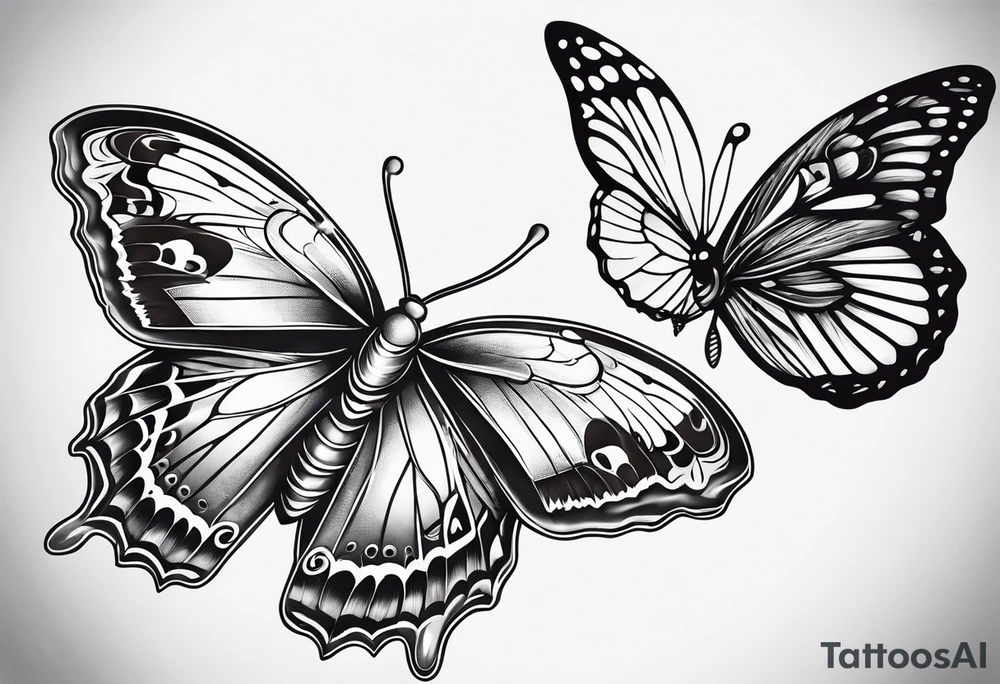 one butterfly and one moth next to each other small tattoo idea