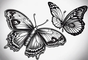 one butterfly and one moth next to each other small tattoo idea