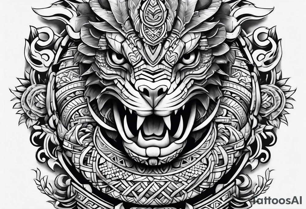 aztec snake sleeve tattoo idea