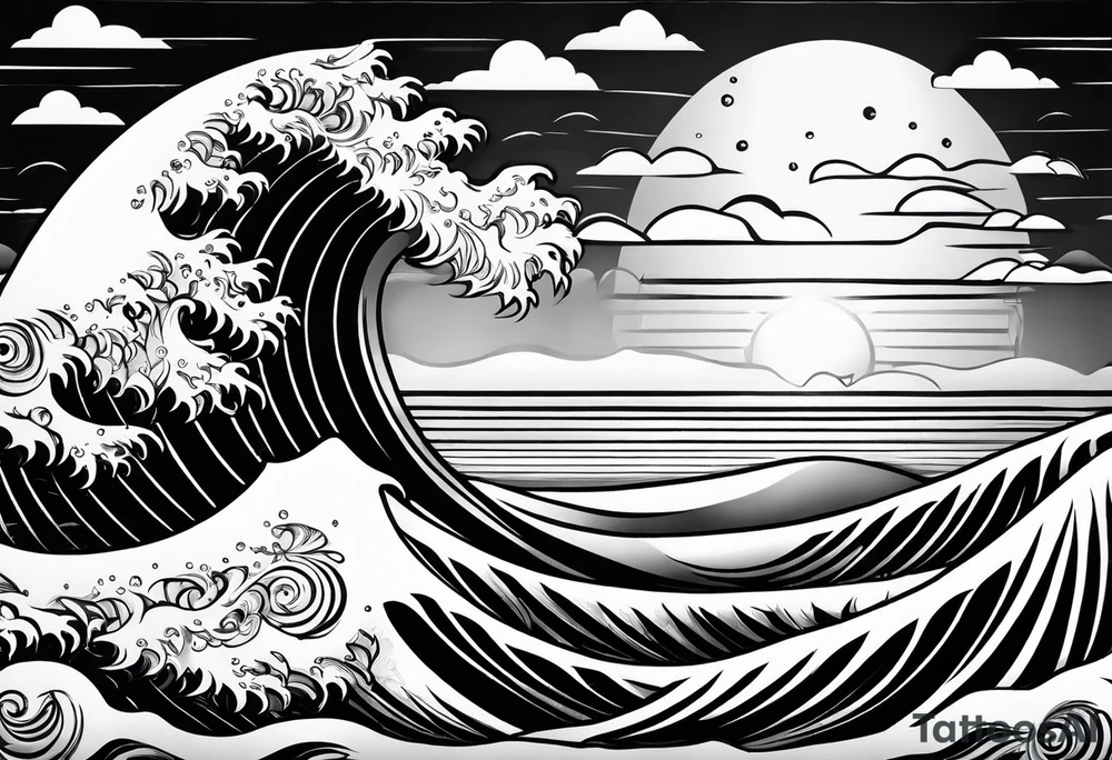 Sun and waves symbols tattoo idea