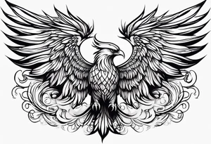 phoenix long tail elegant wings down tattoo idea