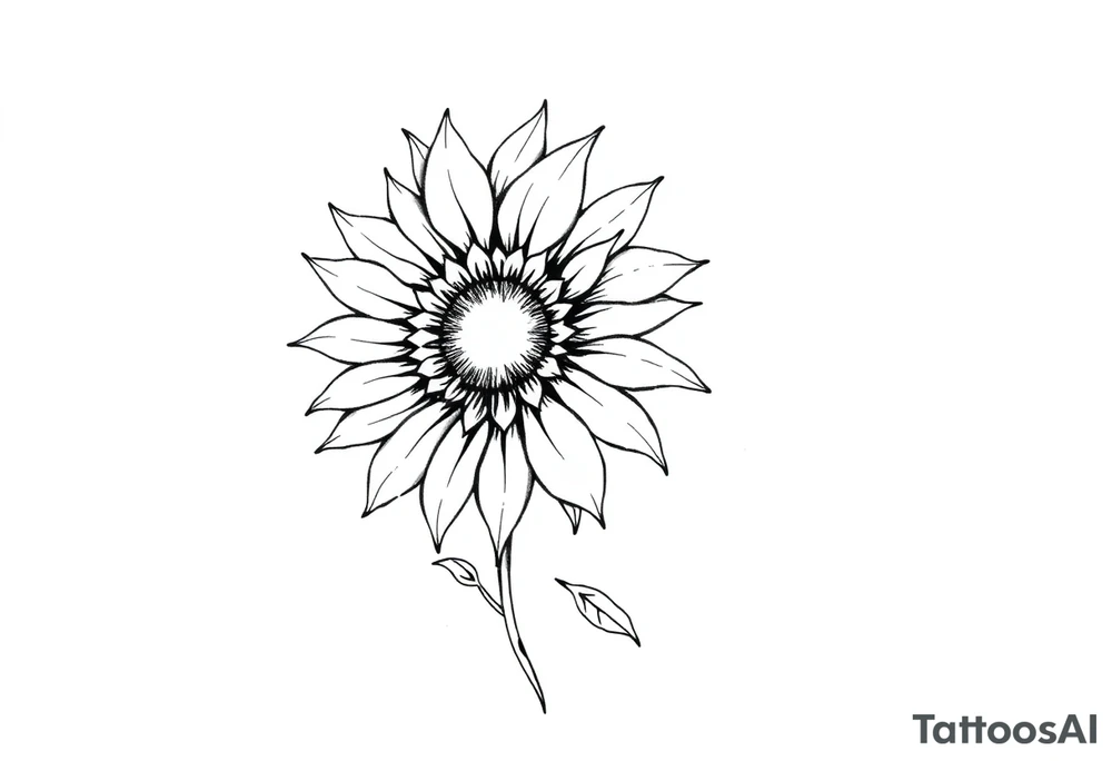 Sun flower with stem tattoo idea