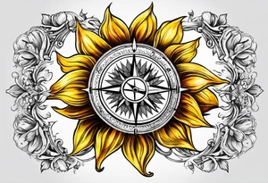 Sunflower compass, "To Thine Own Self Be True" tattoo idea