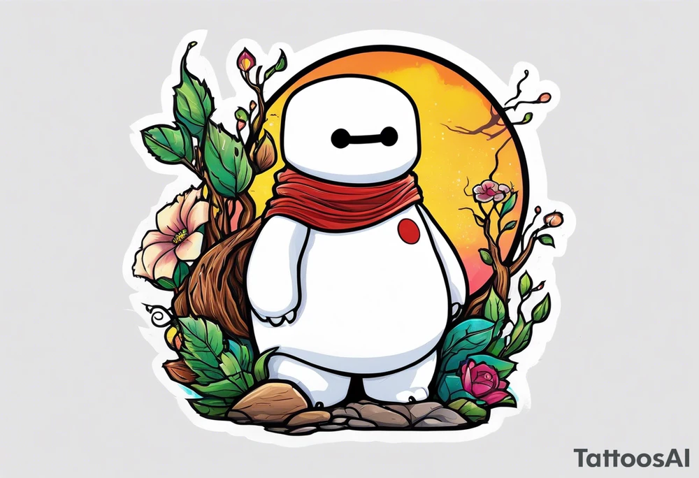 baymax beside groot tattoo idea