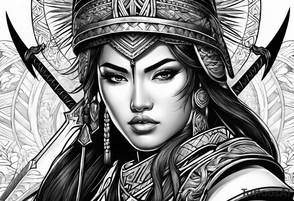 Ilocano warrior pretty face sword arrows alibaba tattoo idea