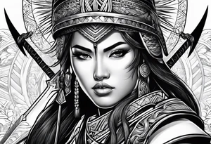Ilocano warrior pretty face sword arrows alibaba tattoo idea