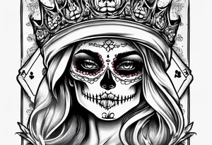 santa la muerta with money and crown
on the card tattoo idea