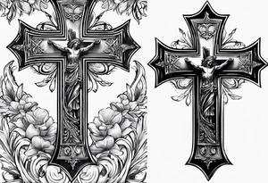 A cross with roman numerals dates tattoo idea