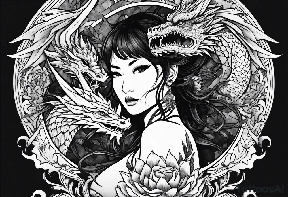fit in one sheet warrior nymph with dragon tattoo idea