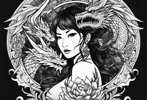 fit in one sheet warrior nymph with dragon tattoo idea