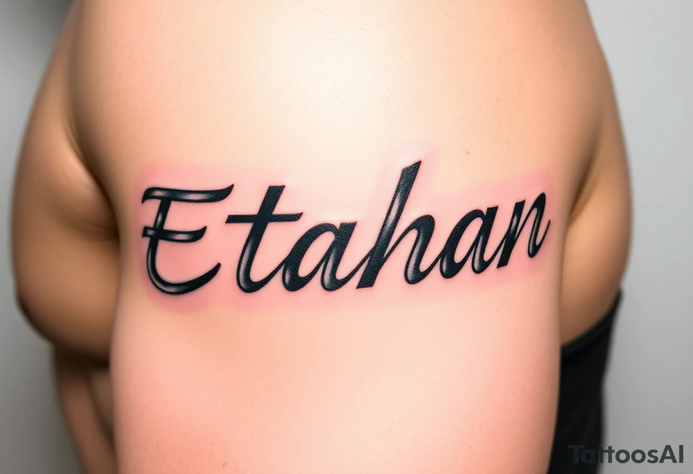 The name Ethan in different writing styles tattoo idea