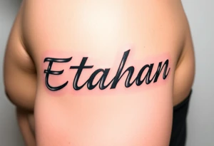 The name Ethan in different writing styles tattoo idea